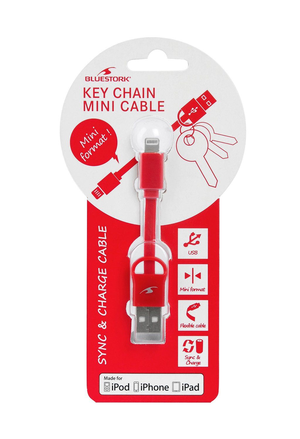 Cable Apple Usb Lightning Mfi Keychain 9 Cm Red